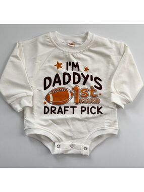 White Baby Onesie with Football Print